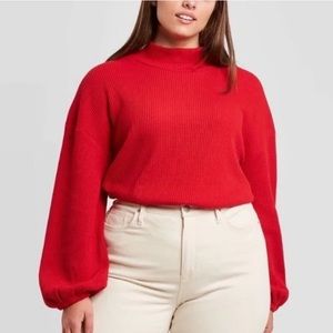 (3X)- Ava & Viv Women’s Mock Neck Pullover Sweatshirt